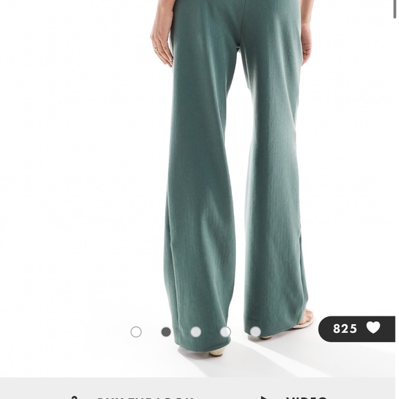 Vero Moda tailored herringbone wide leg pants in dark forest green - Picture 2 of 5